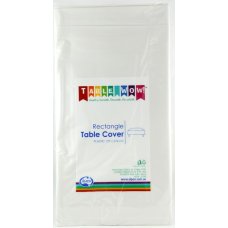 12x Table Cover White Rectangle 27.4cm Plastic Reusable Recyclable 274cm x 137cm