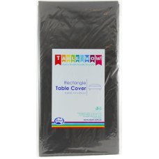 12x Table Cover Black Rectangle 27.4cm Plastic Reusable Recyclable 274cm x 137cm