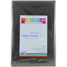 12x Table Cover Black Round 213cm Plastic Reusable Recyclable