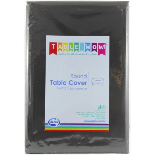 12x Table Cover Black Round 213cm Plastic Reusable Recyclable