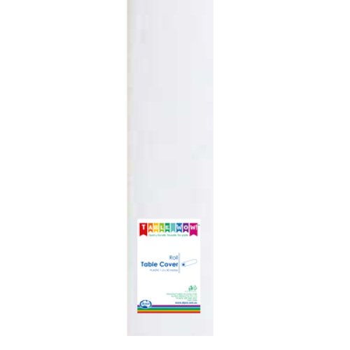 1x 30m Table Cover Roll White Plastic Reusable Recyclable 1.2m x 30m