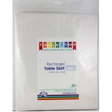 6x Table Skirt Box Pleat White Rectangle Reusable Adjustable 426cm x 73cm