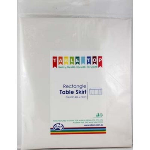 6x Table Skirt Box Pleat White Rectangle Reusable Adjustable 426cm x 73cm