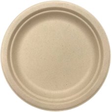 100x Sugar Cane Plates 18cm Round Natural Compostable Biodegradable