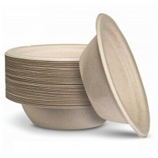 250x Sugar Cane Bowls 16cm Round Natural Compostable Biodegradable