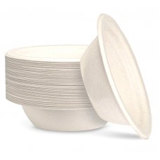 250x Sugar Cane Bowls 16cm Round White Compostable Biodegradable