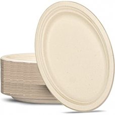 250x Sugar Cane Plates 32.5cm Oval Natural Compostable Biodegradable 325mm x 260nn