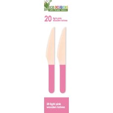 200x Wooden Knives Pastel Pink