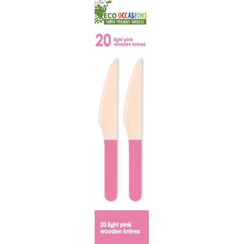 200x Wooden Knives Pastel Pink