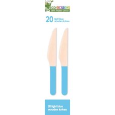 200x Wooden Knives Pastel Blue