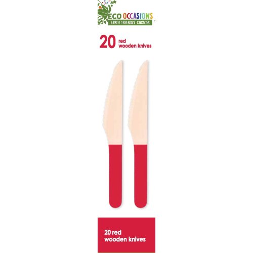 200x Wooden Knives Red