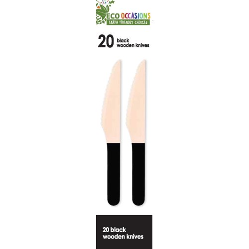 200x Wooden Knives Black