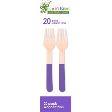 200x Wooden Forks Purple