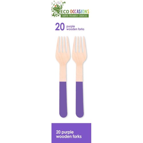 200x Wooden Forks Purple
