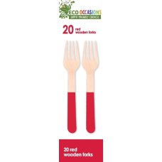 200x Wooden Forks Red