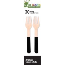 200x Wooden Forks Black
