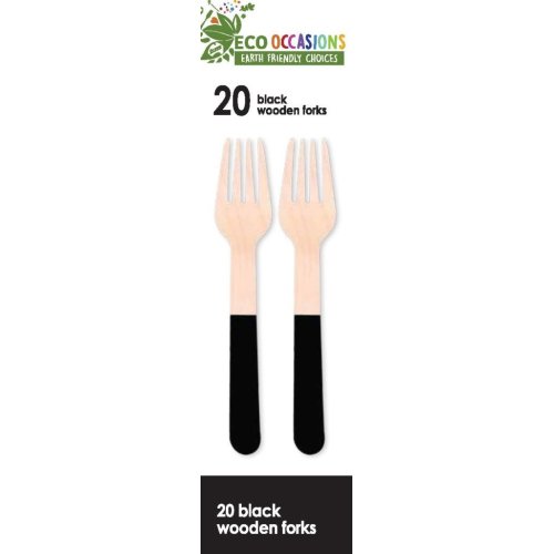 200x Wooden Forks Black