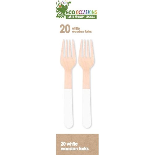 200x Wooden Forks White
