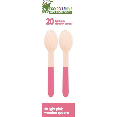 200x Wooden Spoons Pastel Pink