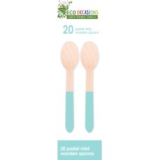 200x Wooden Spoons Pastel Mint