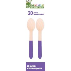 200x Wooden Spoons Purple