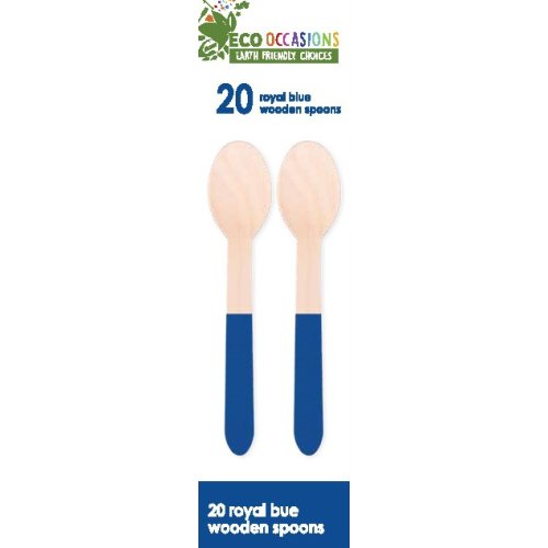 200x Wooden Spoons Royal Blue