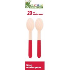 200x Wooden Spoons Red