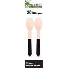 200x Wooden Spoons Black