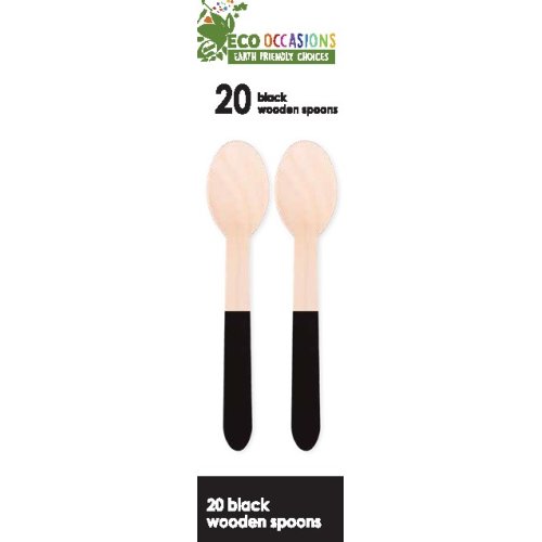 200x Wooden Spoons Black