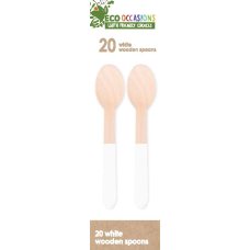 200x Wooden Spoons White
