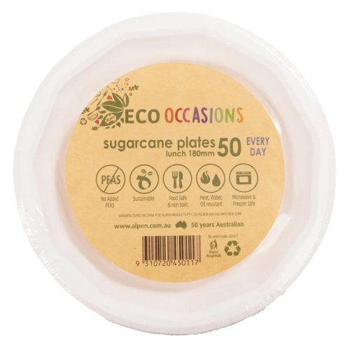 300 x Sugarcane Lunch Plates 180mm 