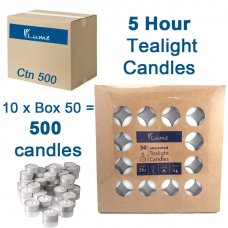 500x Candles Tealight Dinner White Lume 5 hour