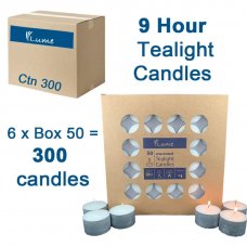 300x Candles Tealight Dinner White Lume 9 hour