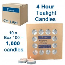 Lume Tealight Candles 4 Hour Box 100 x 10 Ctn 1000