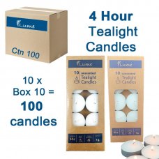 100x Candles Tealight Dinner Lume White 4 hour