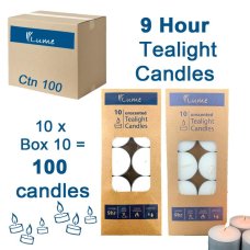 100x Candles Tealight Dinner Lume White White 9 hour