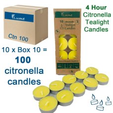 100x Candles Citronella Scented Tealight Dinner Yellow Lume 4 hour