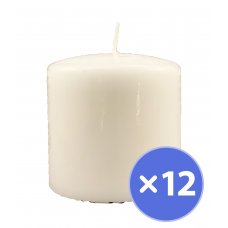 12x Candles Pillar White Lume 75mm x 75mm 3x3 inch