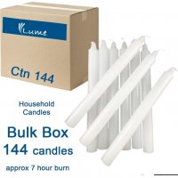 144x Candles Household White Lume 200mm x 21mm 7 hour