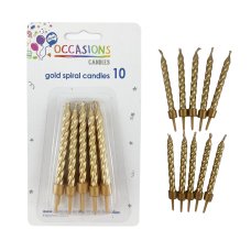 240x Candles Birthday Party with Holders Gold Spiral