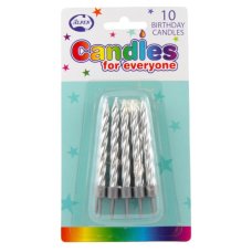 240x Candles Birthday Party with Holders Silver Spiral