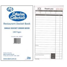 10x Restaurant Docket Book Single (book 100)