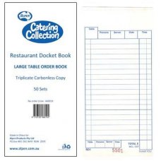 10x Restaurant Docket Book Triplicate Carbonless Large (book 50)