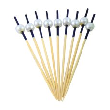 100x Food Pick 10cm Food Marker Blue top with Pearl Decorative Decoration (Marine)