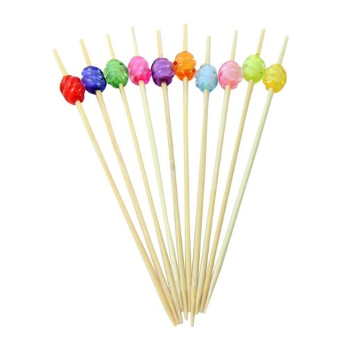 100x Food Pick 12cm Food Marker Crystal Mixed Colours Decorative Decoration (Crystal)