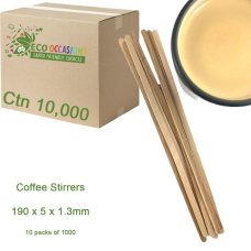 Coffee Stirrers 190 x 5 x 1.3mm (10 x Pk1000) Ctn 10000