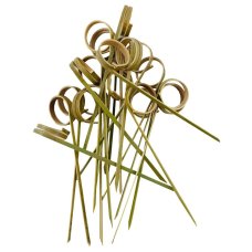 250x Skewers Picks Curly Natural 15cm Bamboo Fruit Food