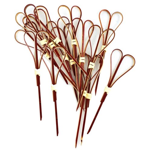 100x Skewers Heart Red 120mm Pick Fruit Food Bamboo 12cm