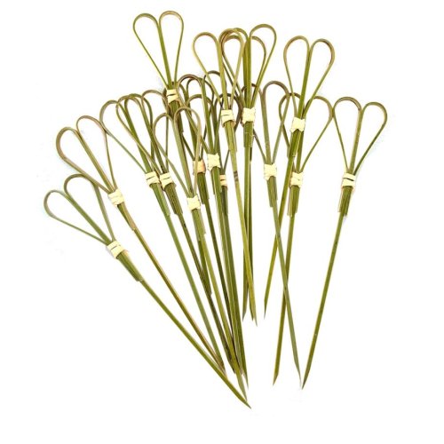100x Skewers Heart Picks Natural 100mm Fruit Food Bamboo 10cm