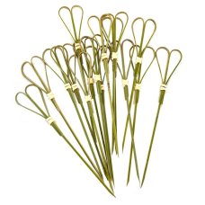 100x Skewers Heart Picks Natural 100mm Fruit Food Bamboo 12cm